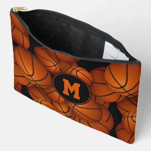 Monogrammed basketballs pattern  accessory pouch