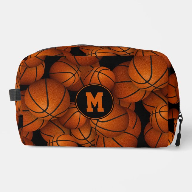 Monogrammed basketballs pattern  dopp kit (Front)