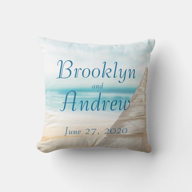 Monogrammed Beach Wedding Pillows (Front)