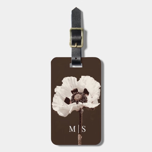 Monogrammed Beautiful White Montana Wildflower Luggage Tag (Front Vertical)