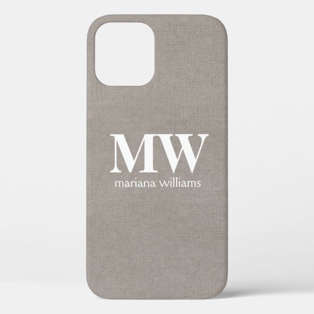 Monogrammed Beige Minimalist Initial Name Case-Mate iPhone Case (Back)