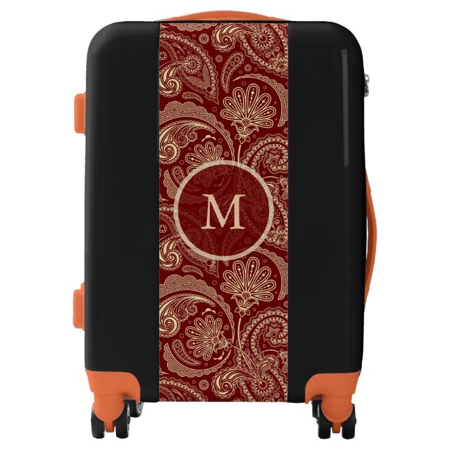 Monogrammed Beige Paisley Luggage (Front)