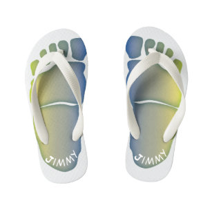 Monogrammed Big-Foot Footprints Toddler & Kids #4 Kid's Flip Flops