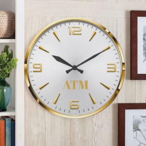 Monogrammed birthday gift for him and her elegant large clock