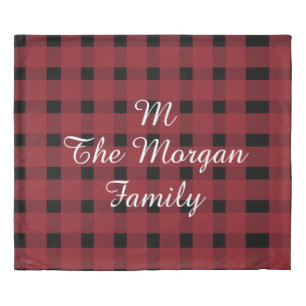 Monogrammed Bison Buffalo Plaid Duvet Cover