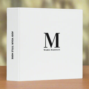 Monogrammed Black 7 White Professional Business  3 Ring Binder