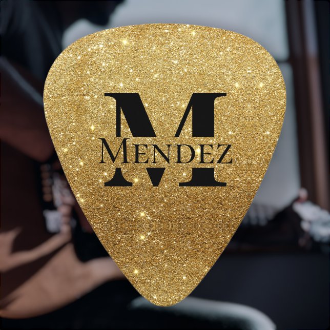 Monogrammed Black and 14K Gold Glitter Guitar Pick (Creator Uploaded)