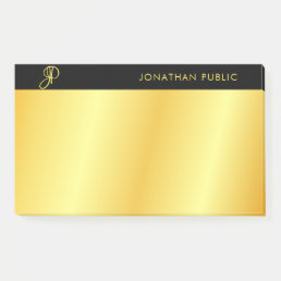 Monogrammed Black And Gold Elegant Template Post-it Notes