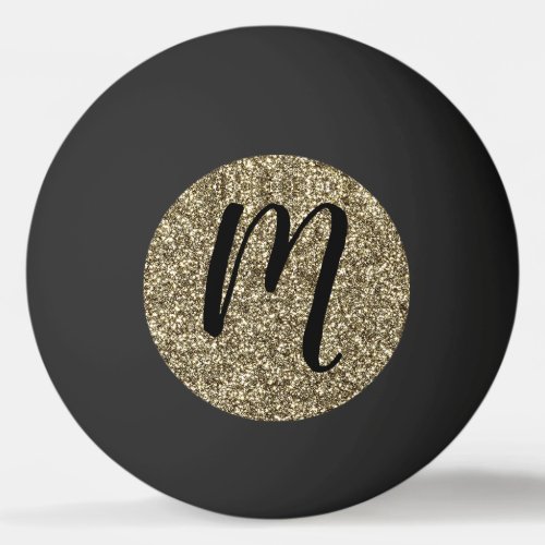 Monogrammed Black and Gold Glitter Elegant Ping_Pong Ball
