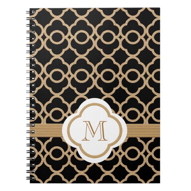 Monogrammed Black and Gold Moroccan Notebook (Front)