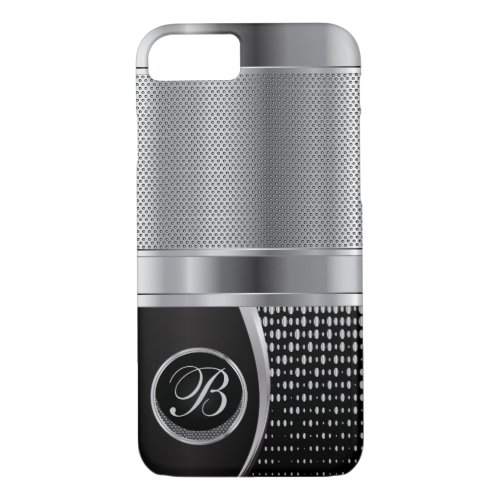 Monogrammed Black and Silver Metallic Mesh iPhone 87 Case