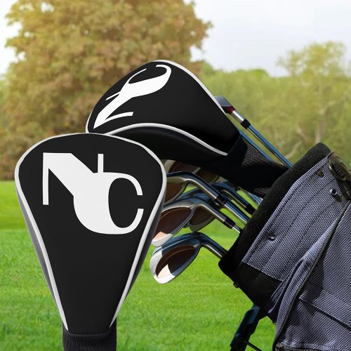 Monogrammed Black and White Bold Linked Initials Golf Head Cover