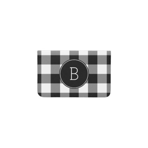 Monogrammed Black and White Buffalo Plaid Card Holder