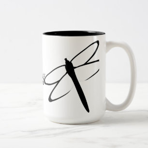 Monogrammed Black And White Dragonfly Mug