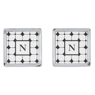 Monogrammed Black and White Geometric Pattern