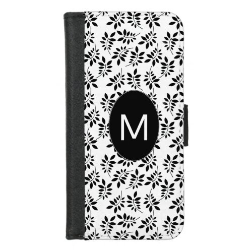 Monogrammed Black and White iPhone 78 Wallet Case