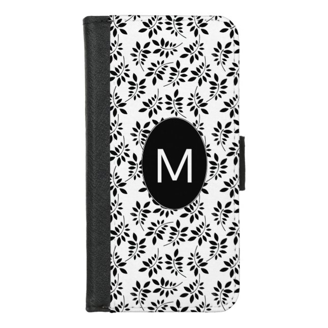 Monogrammed Black and White iPhone 7/8 Wallet Case (Front)