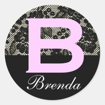 Monogrammed Black And White Letter B Sticker by ggbythebay at Zazzle