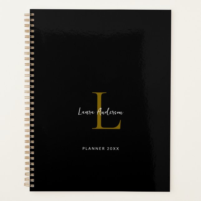 Monogrammed Black and white Planner (Front)