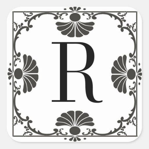 Monogrammed Black and White Sticker Letter R | Zazzle