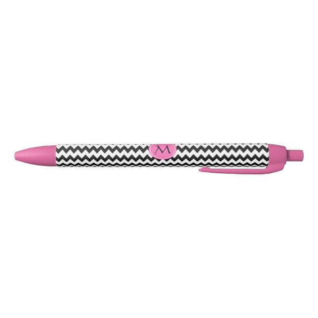 Monogrammed Black and White Zigzag Pen (Bottom)