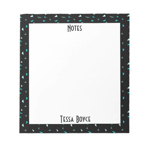 Monogrammed Black Blue Abstract Modern Pattern Notepad