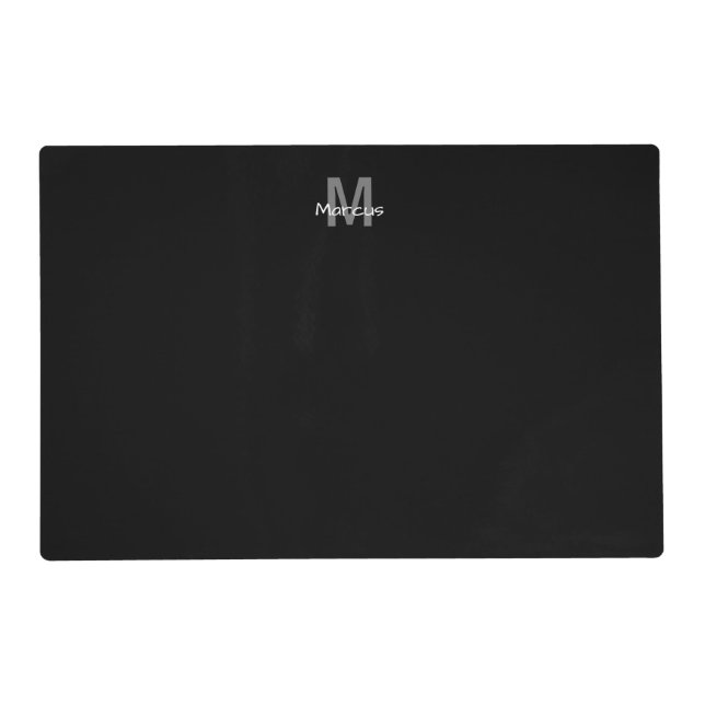 Monogrammed Black Chic Placemat (Front)