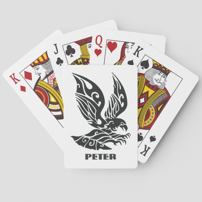 Monogrammed Black Eagle Poker Cards (Back)