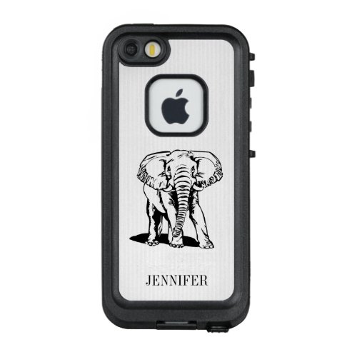 Monogrammed Black Elephant on White Stripes LifeProof FRĒ iPhone SE55s Case