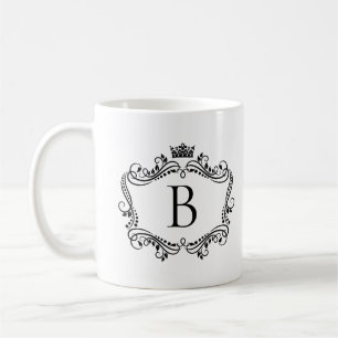 Monogrammed black frame with crown coffee mug
