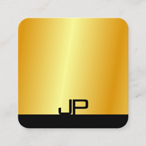Monogrammed Black Gold Modern Elegant Template Square Business Card