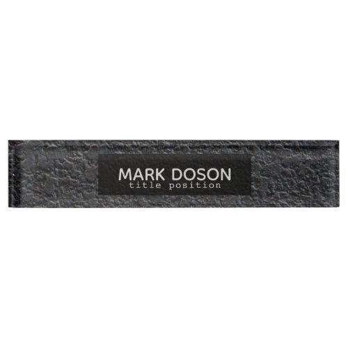Monogrammed Black Granite Pattern Desk Name Plate