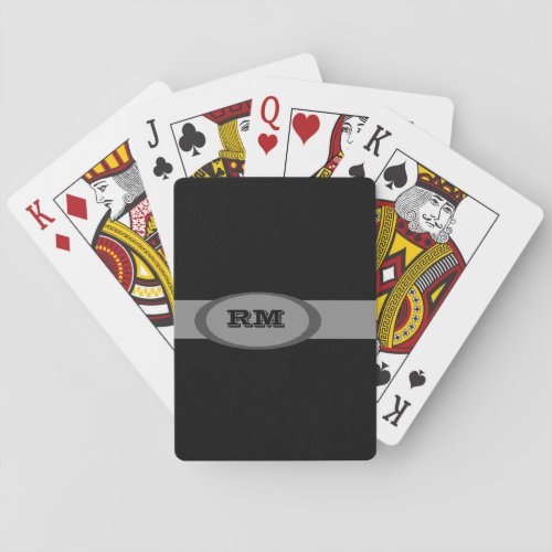 Monogrammed black gray poker cards