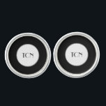 Monogrammed Black Gray White Formal Classic Men's Cufflinks<br><div class="desc">Monogram these black gray and white formal classic men's cufflinks. Makes a great gift for the groom,  his groomsmen,  or for any formal occasion.</div>