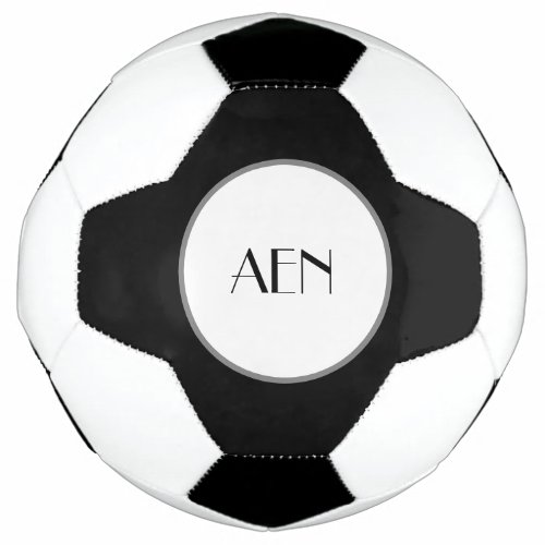 Monogrammed Black Gray White  Soccer Ball