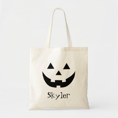 Monogrammed black Jack o lantern cute Halloween Tote Bag
