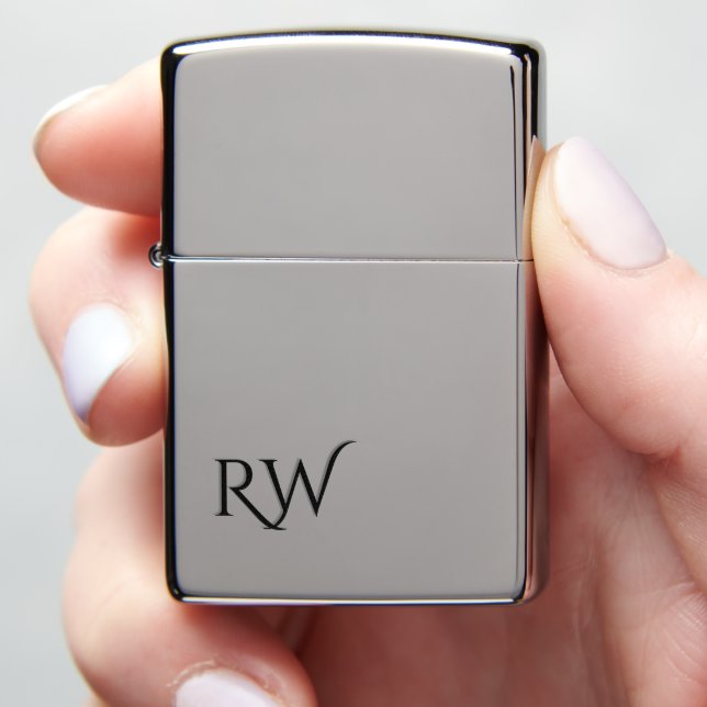 Monogrammed Black Letters Zippo Lighter (In Hand)