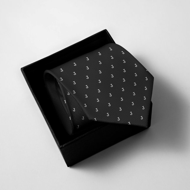 Monogrammed Black Neck Tie (Creator Uploaded)