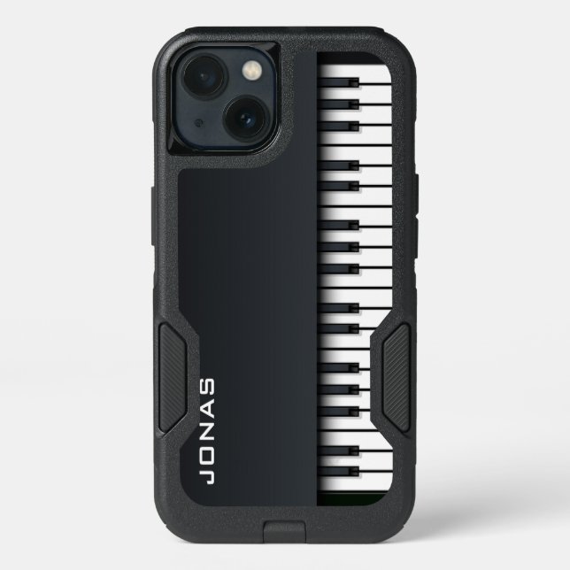 Monogrammed Black Piano Otterbox iPhone Case (Back)