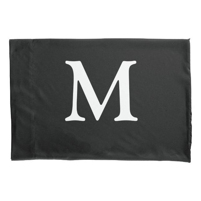 Monogrammed Black Pillow Case (Front)