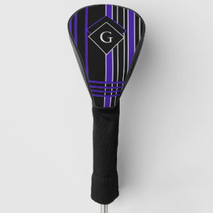 Monogrammed Black & Purple Striped Golf Head Cover