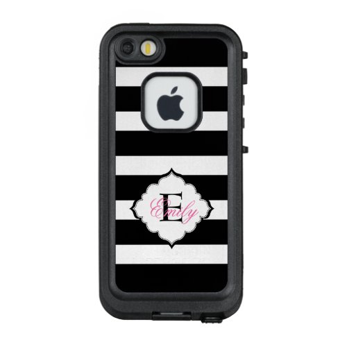 Monogrammed Black Stripes LifeProof FRĒ iPhone SE55s Case