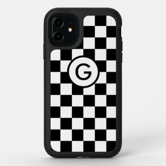 Monogrammed Black White Checkered Pattern Speck iPhone Case
