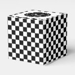 Monogrammed Black White Chessboard Pattern Favor Boxes
