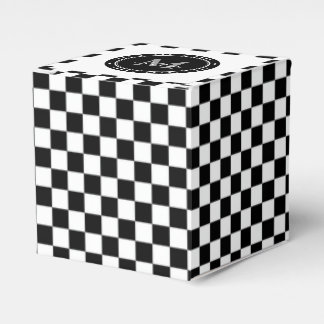 Monogrammed Black White Chessboard Pattern Favor Boxes