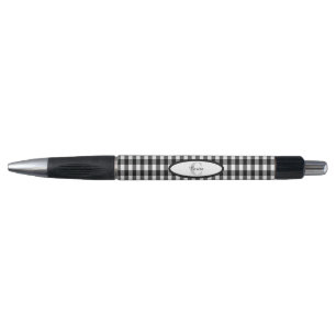 Monogrammed Black/White Gingham Custom Pen