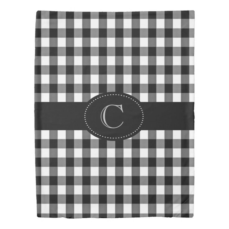Monogrammed Black/White Gingham Duvet Cover Zazzle