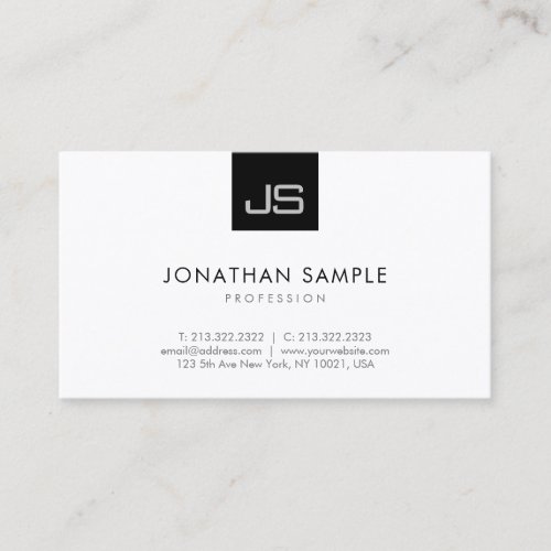 Monogrammed Black White Modern Simple Template Business Card