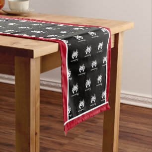 Monogrammed Black White Red Crab Nautical Coastal  Short Table Runner
