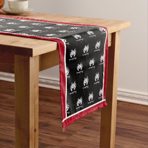 Monogrammed Black White Red Crab Nautical Coastal  Short Table Runner